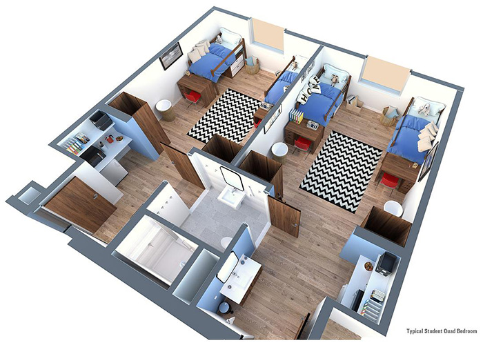 Grand Center residence hall floor plan