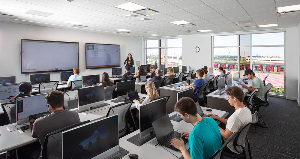 Students in cybersecurity computer lab
