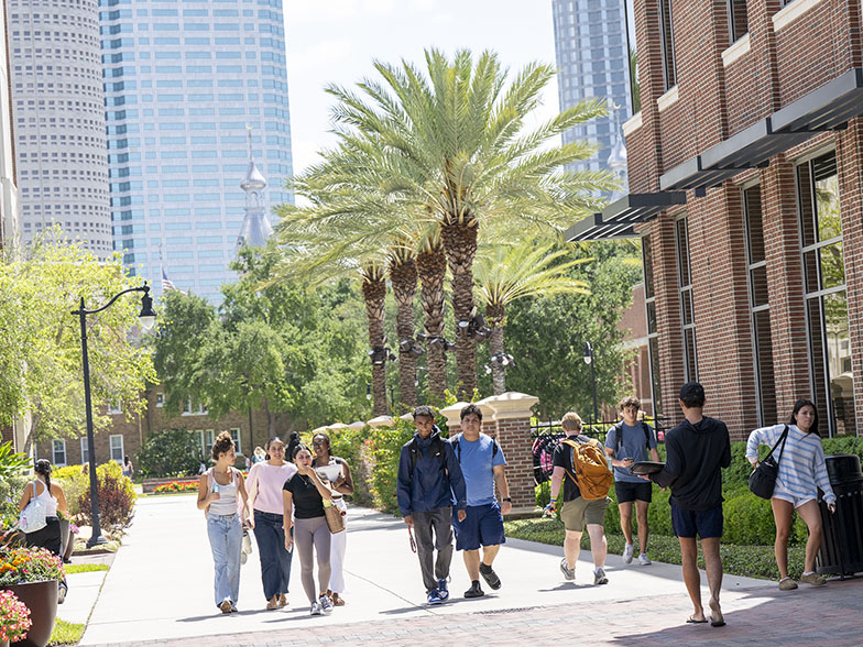 Students walking on campus