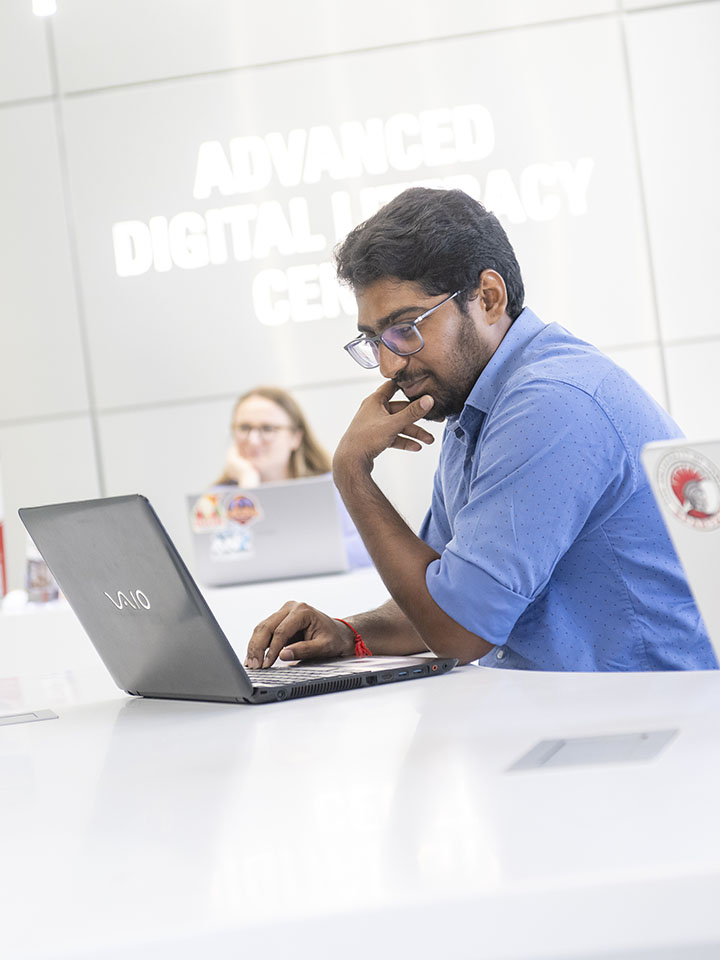 Student using laptop