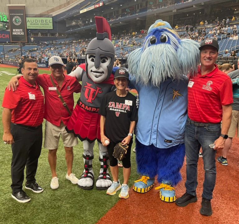 President Dahlberg throwing out a pitch at the Rays game