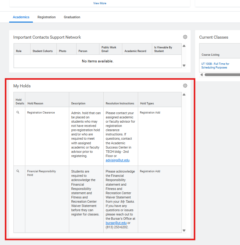 My Hold section in Workday