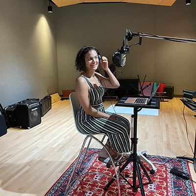 Kenya Dworkin taping her recording