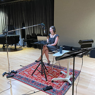Kenya Dworkin taping her recording