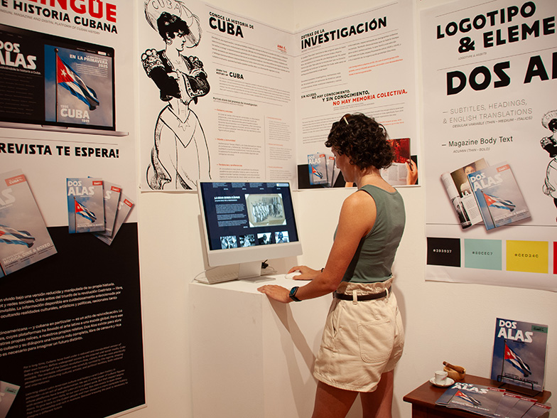 Student reviewing a senior project 