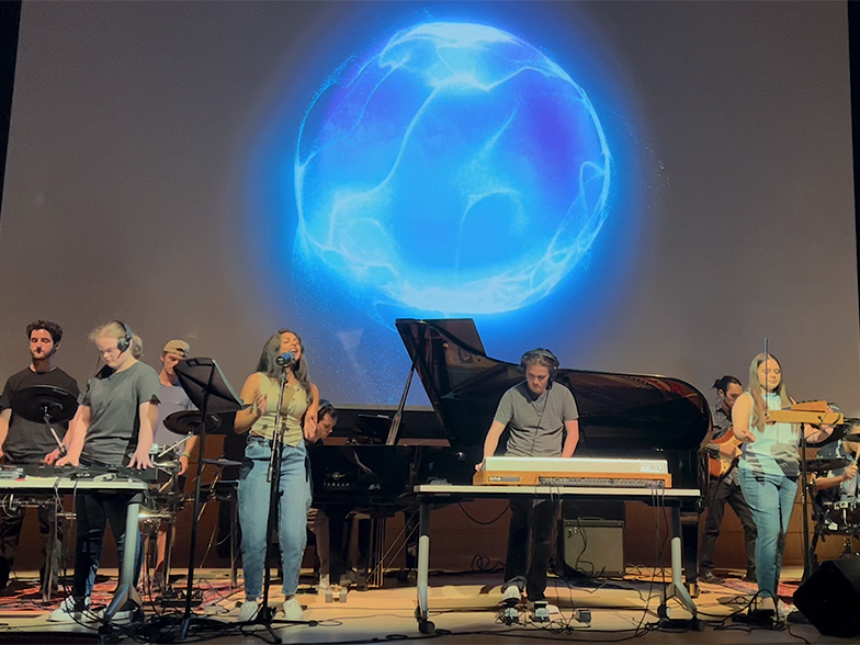 Students performing contemporary music.