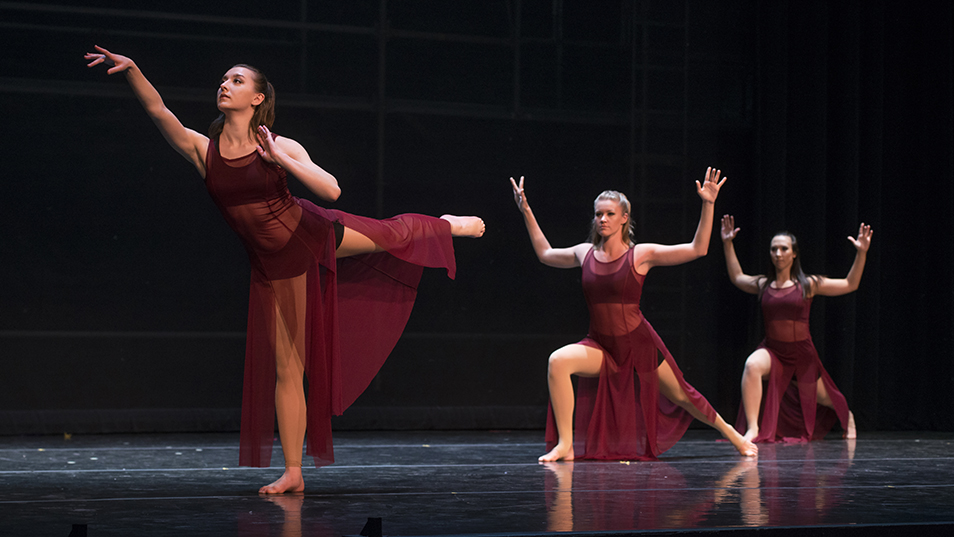 Students performing in a dance ensemble