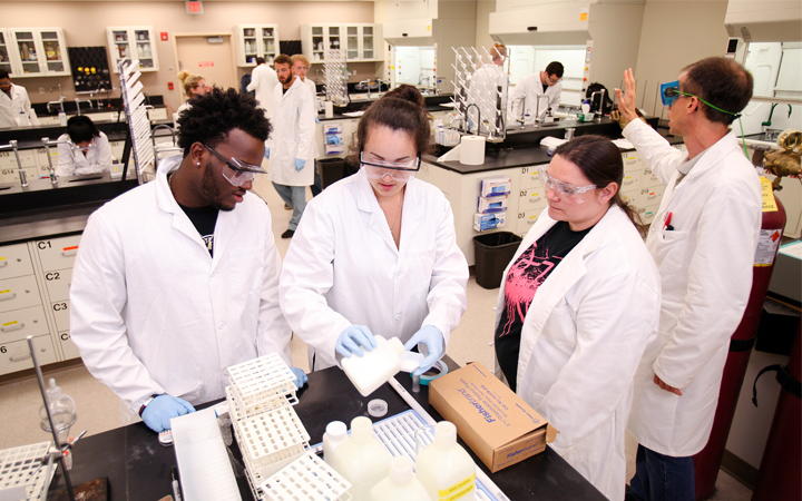 Student working in a lab.