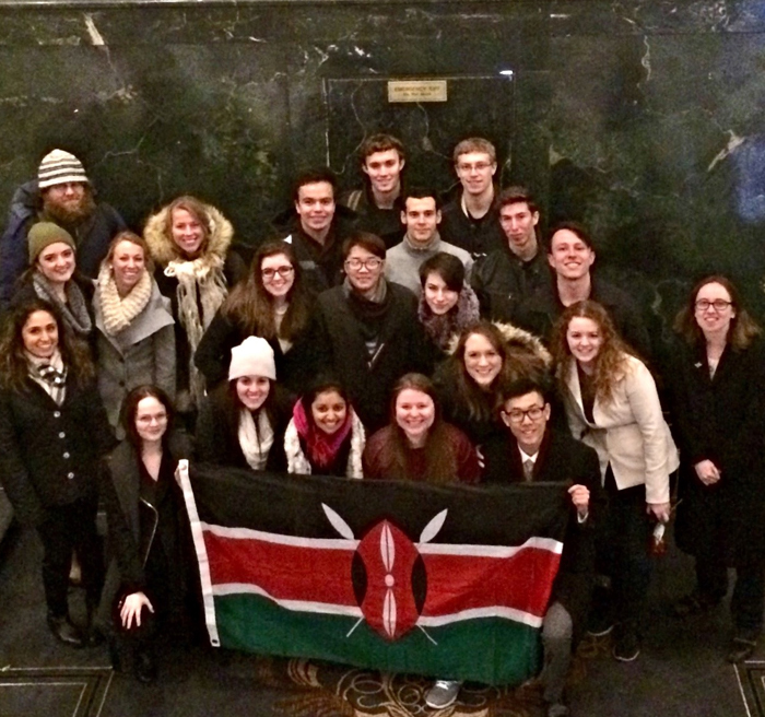 group of students with flag 