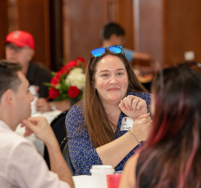 Dr. Dahlberg on stage at the Academic Symposium with two other university presidents: 