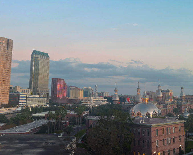 CITY SKYLINE AT SUNSET