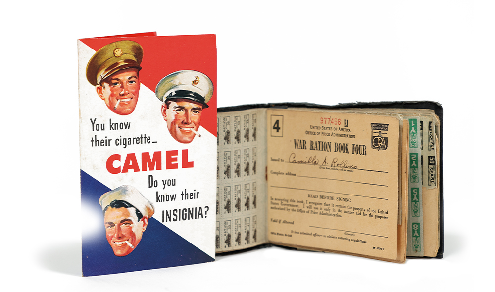A cigarette ad that shows servicemen smoking