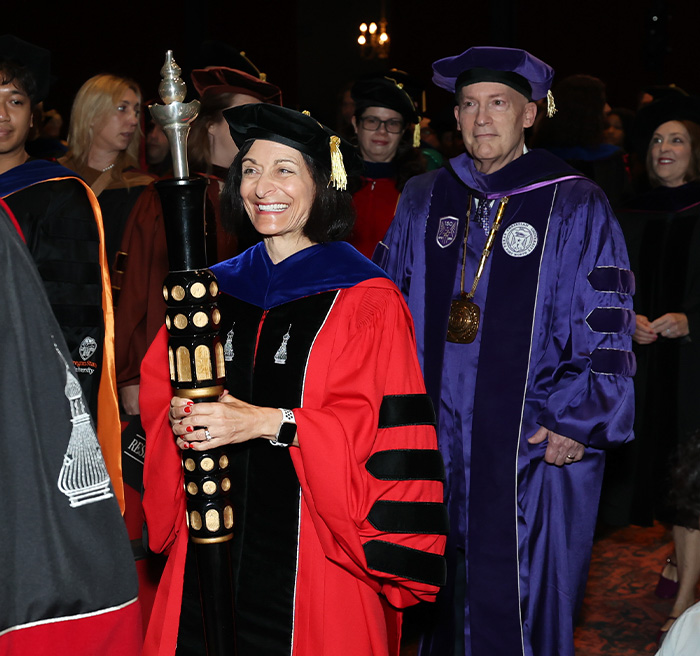 President Dahlberg giving her inauguration speech.