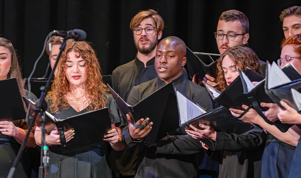 Student choir performing at the inauguration.