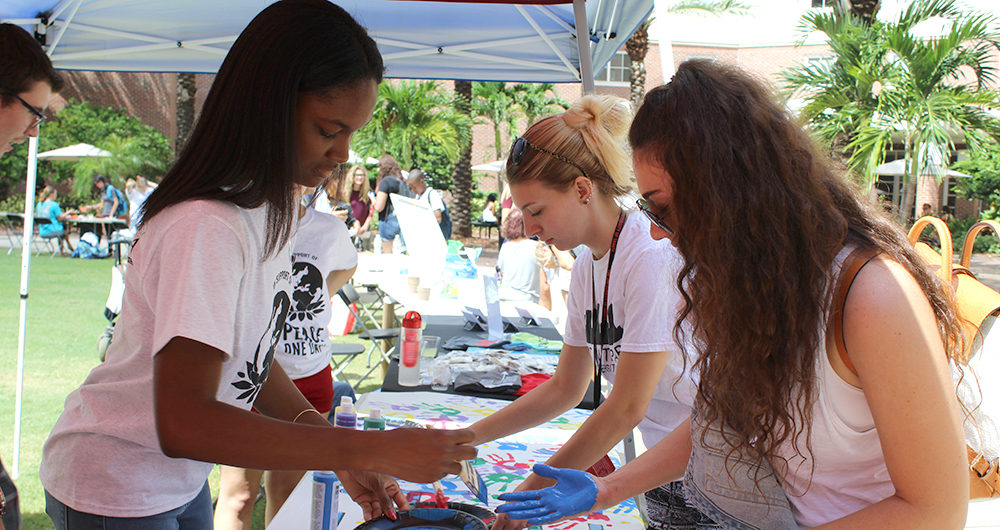 Students attending an event