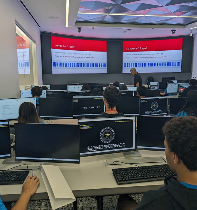 CyberSpartans in a computer lab