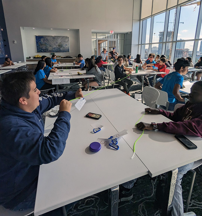 CyberSpartans working together in the Skyview Room