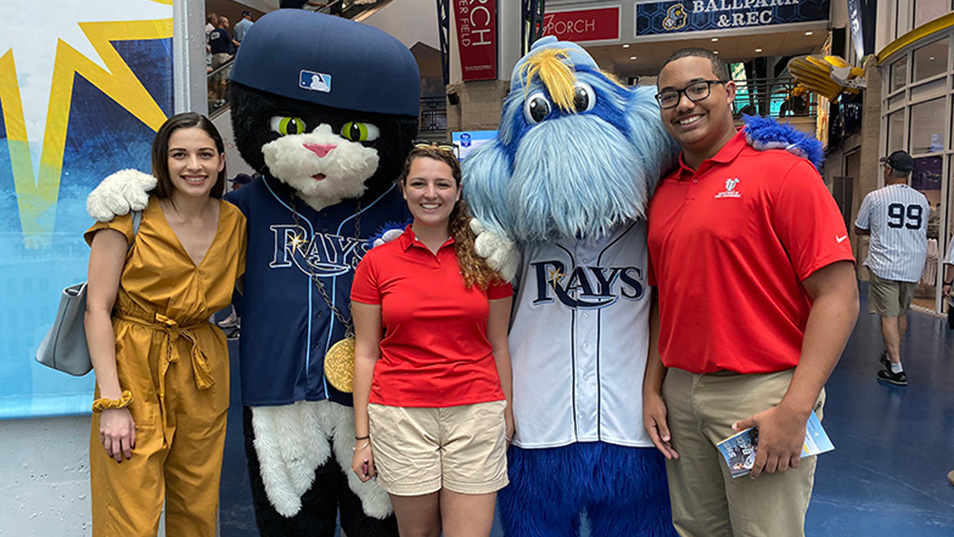 Sport management majors working at a Rays game.