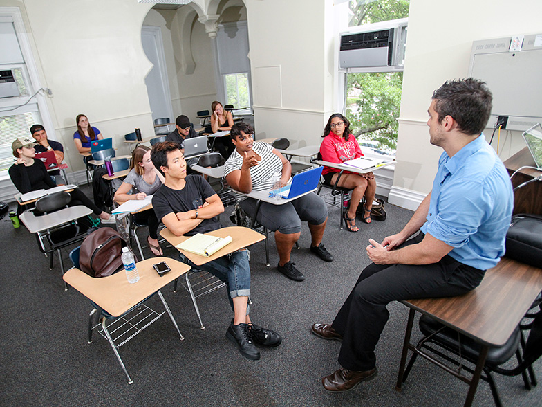 Criminology professor teaches the class
