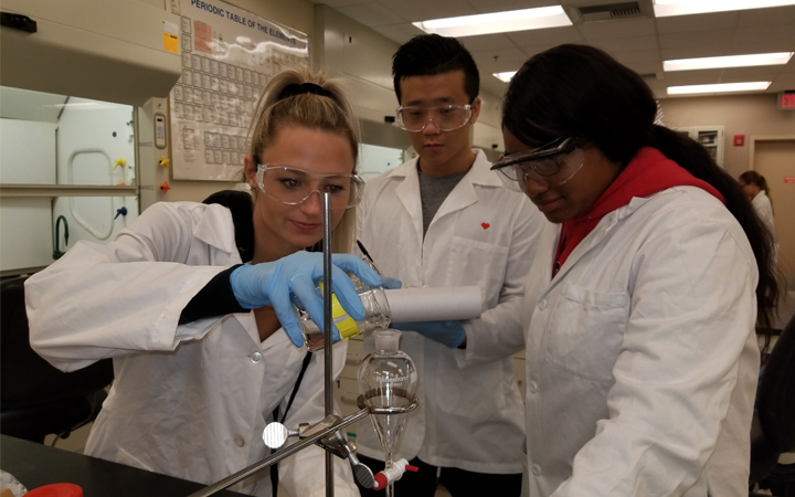 Students working in a science lab