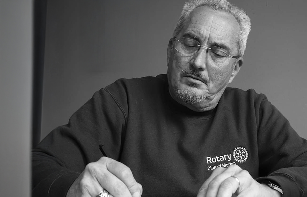 A man works at a desk