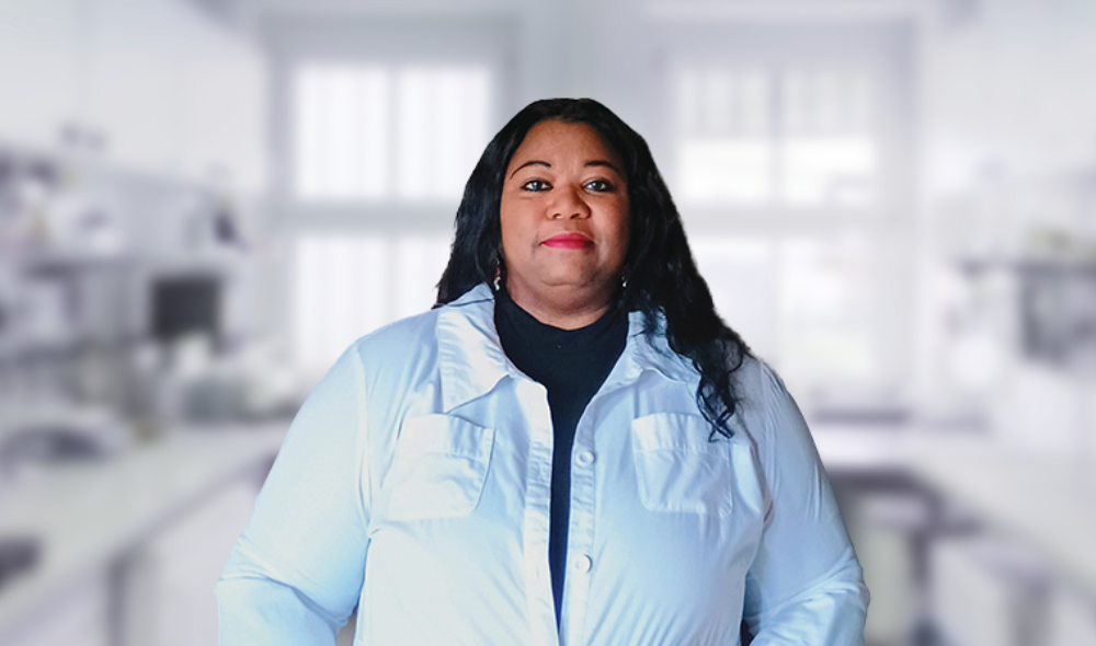 A woman in a white shirt