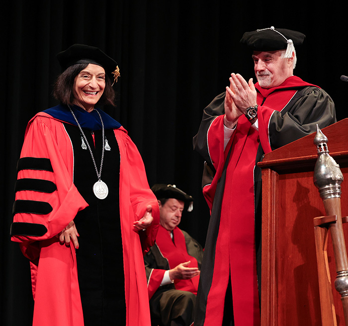 President Dahlberg receiving a ceremonial medal.