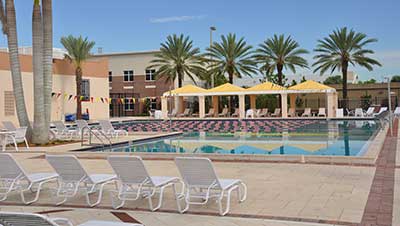 Lounge chairs at Aquatic Center