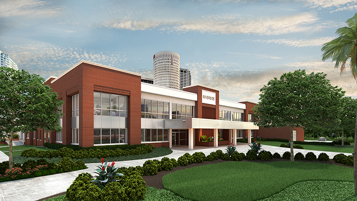 Riverside Building rendering during the day