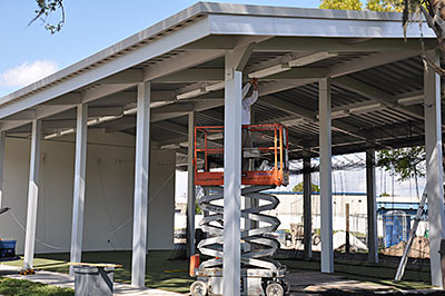 Lift under an awning