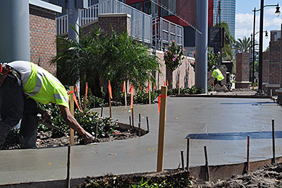 Sidewalk being constructed