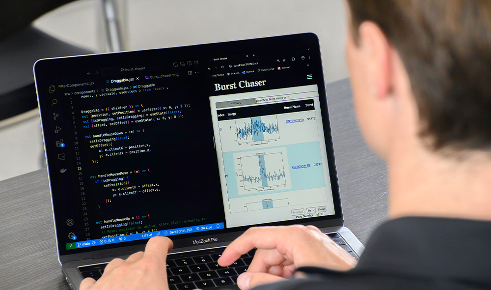 AN ASTONOMY WEBSITE IS SHOWN ON A LAPTOP COMPUTER SCREEN.
