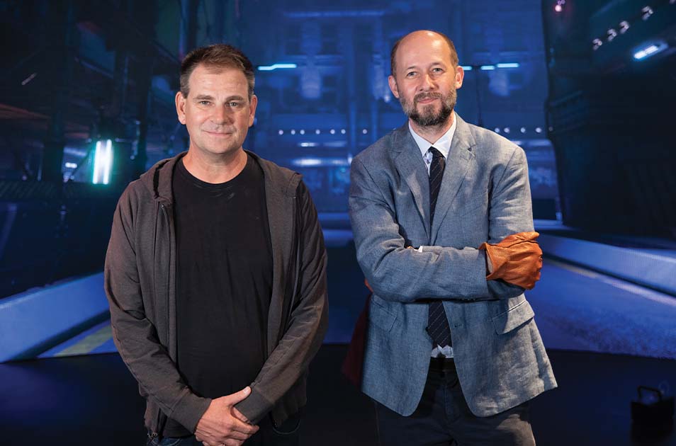 Gregg Perkins (left), associate professor of film, animation and new media