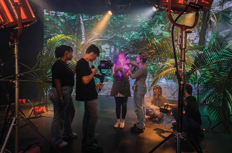 UT students film a jungle scene for an original short film called The Goddess’s Relic.
