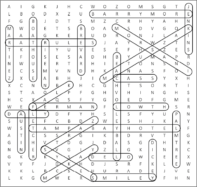 Word Search answers