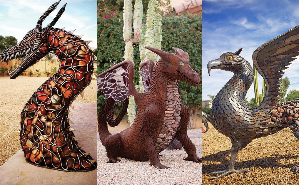 Griffins and dragons that McCallister made