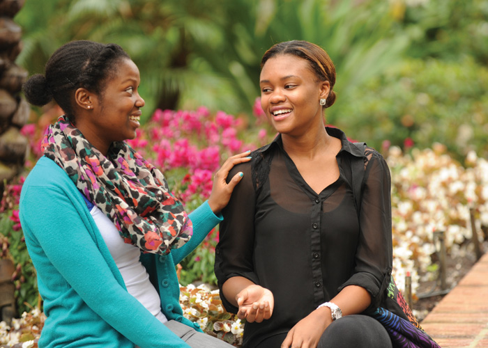 Two people conversing