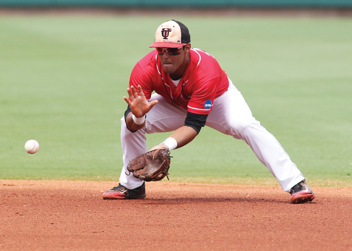 Baseball player catching ball