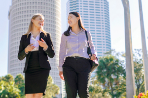 Students dressed in business clothing