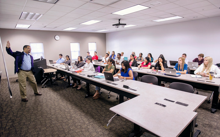 Students siting in a business class