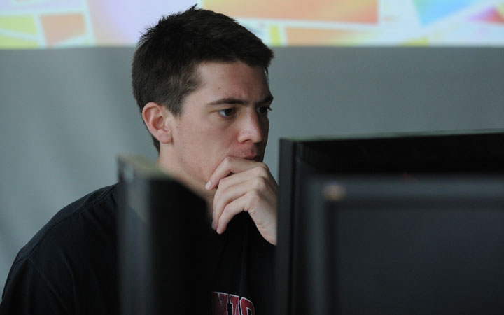 Student using a computer