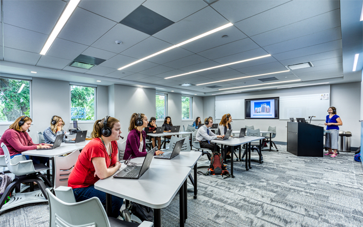 Students in a language lab