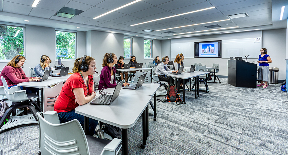 Students in a language lab