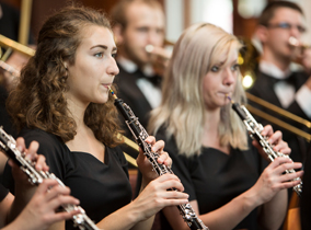 Students playing instruments