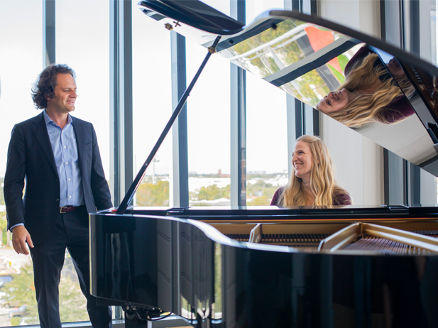 Student playing piano