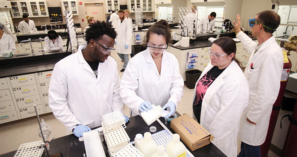 Students in a science lab