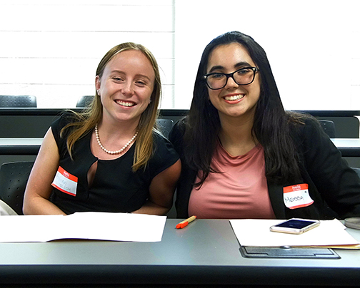 Aislinn Sroczynski and Melissa Micceri in moot court