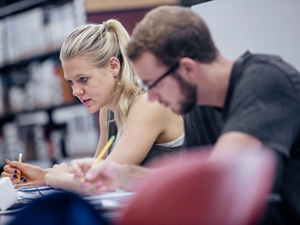 Students working