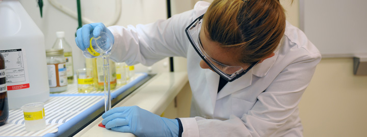 Student working in a science lab