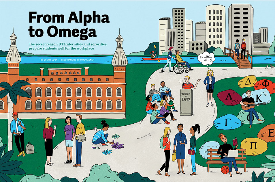 UT Greek Life Illustration 